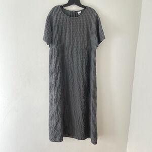 Eileen Fisher Charcoal Textured Maxi Dress Flaws photographed